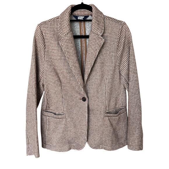 Lands' End Women's Camel Heather Fleece-Lined Blazer Jacket Size Medium 10-12 - Picture 1 of 9